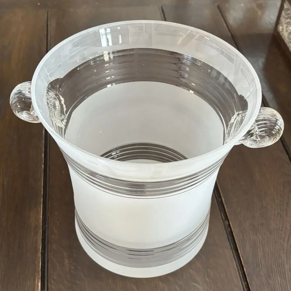 Vintage FTD Commemorative Millennium Ice Bucket Frosted Glass Scroll Handles 2qt